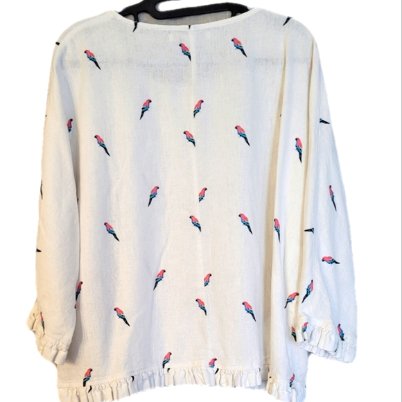 C&California Parrot Blouse Linen Blend Size Small - Picture 3 of 4